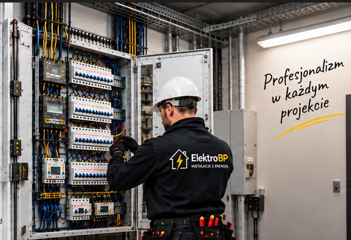 Elektryk przy rozdzielnicy ElektroBP